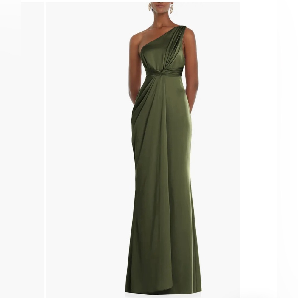 DESSY COLLECTION One-Shoulder Satin Gown